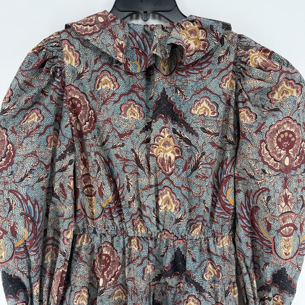 Ulla Johnson Women's Caris Carmine Batik Floral Puff Sleeve Mini Dress Small/Med - Picture 10 of 11